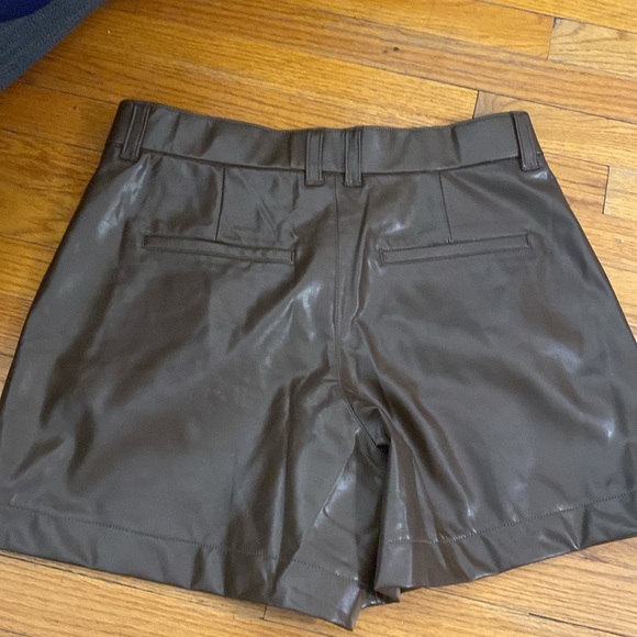 Abercrombie and fitch chocolate brown faux leather shorts size L. - Picture 2 of 4